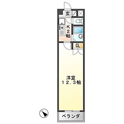 アルトラマンションC 1Kの間取図画像
