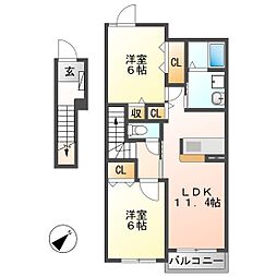 ラフレシールA 2LDKの間取図画像