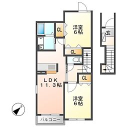 グランツ・ニムラ 2LDKの間取図画像