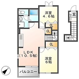 メゾン・サニーリヴ 2LDKの間取図画像