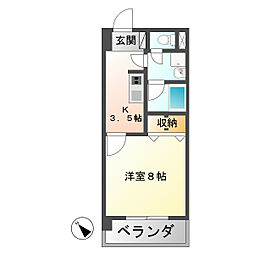 スカイヒルズマンション 1Kの間取図画像