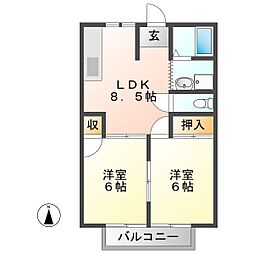 ハイツマルコー1 2LDKの間取図画像