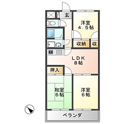 アルトラマンションB 3LDKの間取図画像