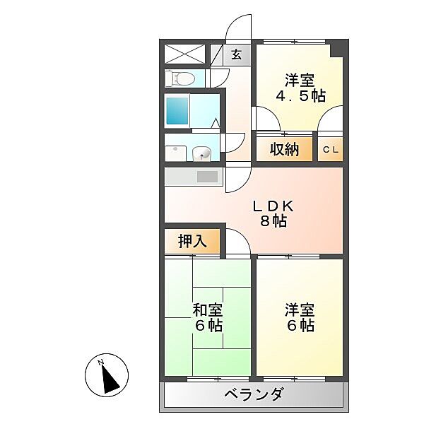 アルトラマンション中垣外 ｜岐阜県中津川市茄子川(賃貸マンション3LDK・8階・58.32㎡)の写真 その2