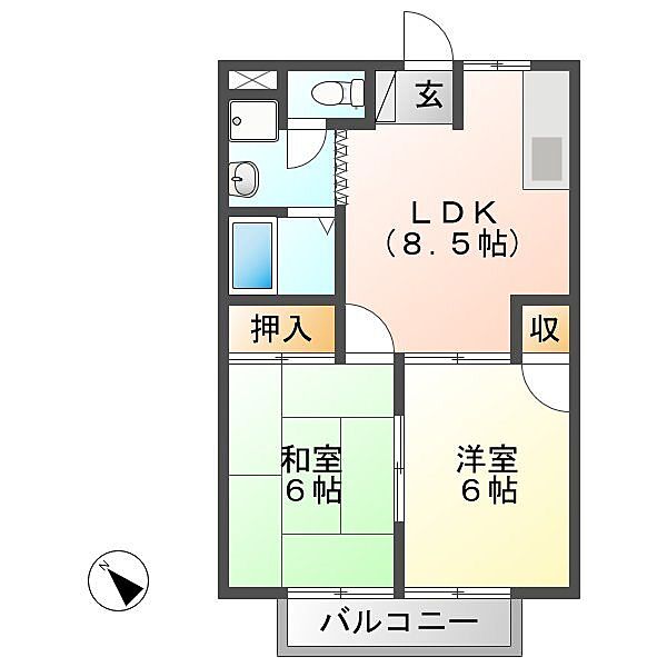 メゾン中野 ｜岐阜県恵那市長島町中野(賃貸アパート2LDK・2階・44.71㎡)の写真 その2