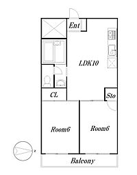 サンエイマンション 2LDKの間取図画像