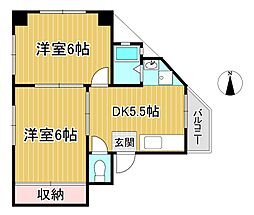 都ハイツ 2DKの間取図画像
