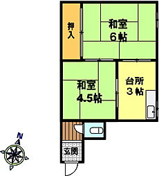 福寿荘 2Kの間取図画像