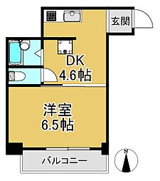 マンション灘 1DKの間取図画像