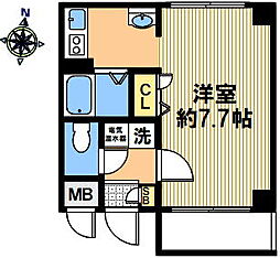 ドエル大倉山 1Kの間取図画像