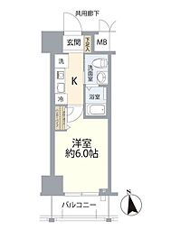 エスリード北浜 1Kの間取図画像