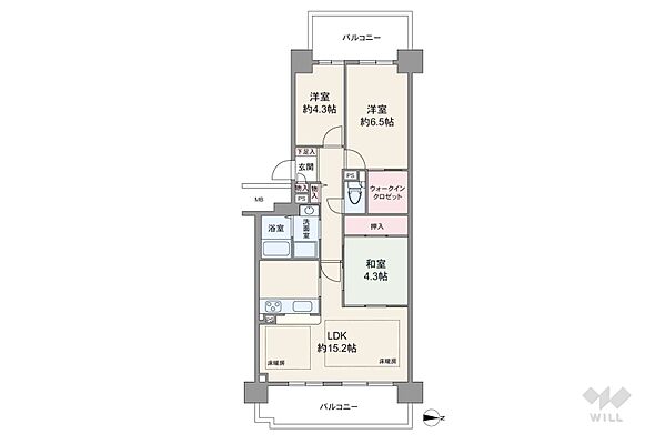 間取り ＲＩＣウエストコート7番街4番館B棟 11階/-