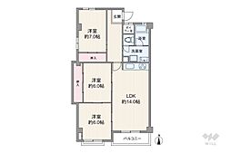 カサベルデ青谷 3LDKの間取図画像