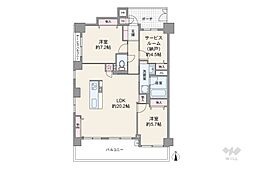 セレッソコート甲南森南町 2SLDKの間取図画像