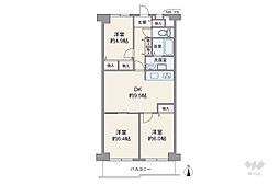 サンハイツ灘 3DKの間取図画像
