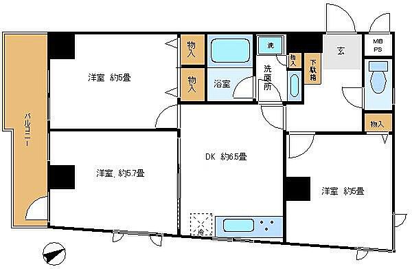 東京都文京区白山5丁目(賃貸マンション3DK・4階・53.40㎡)の写真 その2