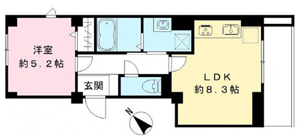 フォーリーフクローバー神楽坂 401｜東京都新宿区市谷船河原町(賃貸マンション1LDK・4階・34.80㎡)の写真 その2