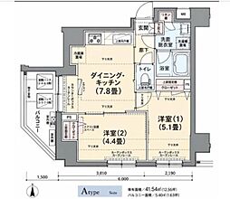 アイルイマージュ錦糸町 2DKの間取図画像