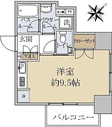 シティハウス中目黒ステーションコート 8階ワンルームの間取り