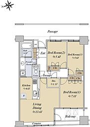 パークホームズ高井戸グランファステール 5階3LDKの間取り
