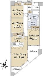 クリオ目白台壱番館 7階3LDKの間取り