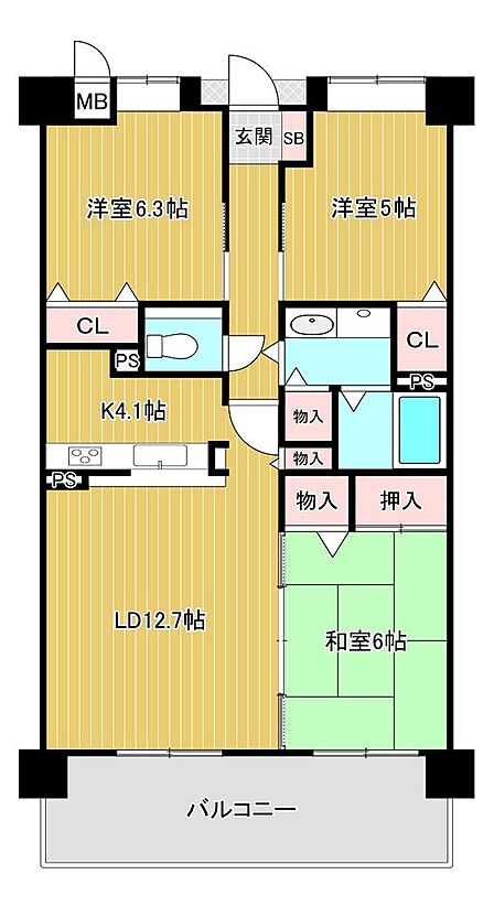 3LDK 間取り