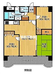 ライオンズマンション六ツ門第2 3LDKの間取図画像
