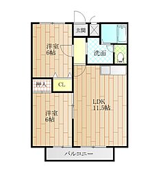 エクセレントヴィラスズエ 2LDKの間取図画像