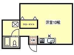 エオリア ワンルームの間取図画像