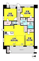 レジェイド高槻南松原ザフロント 3LDKの間取図画像