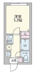 東京メトロ東西線 早稲田駅 徒歩1分の賃貸マンション 4階1Kの間取り