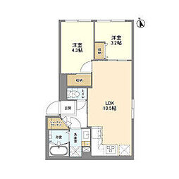 ウェルスクエア新宿戸山 2LDKの間取図画像