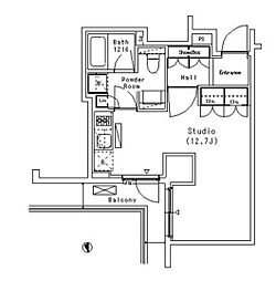 東急東横線 代官山駅 徒歩4分の賃貸マンション 3階ワンルームの間取り