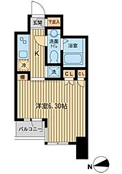 都営大江戸線 東新宿駅 徒歩3分の賃貸マンション 8階1Kの間取り