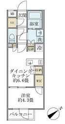 新宿区早稲田鶴巻町マンション 1DKの間取図画像