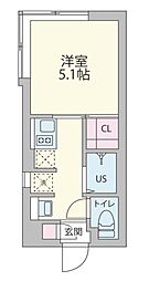 川村ビル 1Kの間取図画像