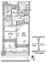 クレッセント戸山夏目坂 1DKの間取図画像