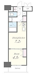 新宿区若松町マンション 1DKの間取図画像