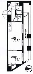 メイクスデザイン高田馬場 1LDKの間取図画像