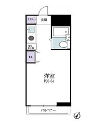カーネ西早稲田 ワンルームの間取図画像