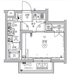 セジョリ新宿上落合 1Kの間取図画像