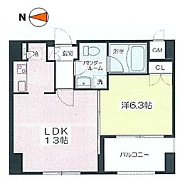 リブレ東新宿 1LDKの間取図画像