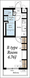 リブリ・若草 1Kの間取図画像