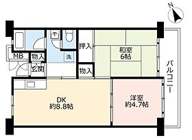 UR北緑丘  ｜ 大阪府豊中市北緑丘1丁目（賃貸マンション2DK・4階・49.18㎡） その2