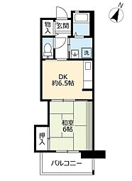 UR都市機構シャレール東豊中10号棟 1Kの間取図画像