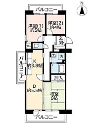 UR都市機構アルビス池田102棟 3DKの間取図画像