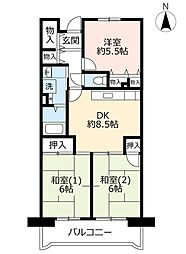 UR都市機構アルビス池田107棟 3DKの間取図画像