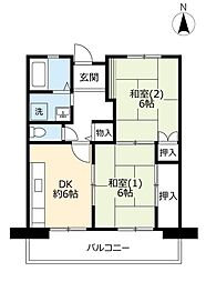 UR都市機構アルビス池田101棟 1LDKの間取図画像
