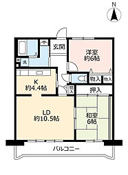 UR都市機構アルビス池田107棟 2LDKの間取図画像