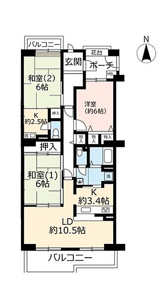 URルミナス箕面の森三番街 ｜大阪府箕面市如意谷4丁目(賃貸マンション3LDK・2階・86.02㎡)の写真 その2